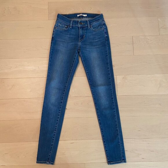Levis Womens 710 Super Skinny Jeans mid rise Size 25 Blue Denim Stretch - Picture 13 of 13